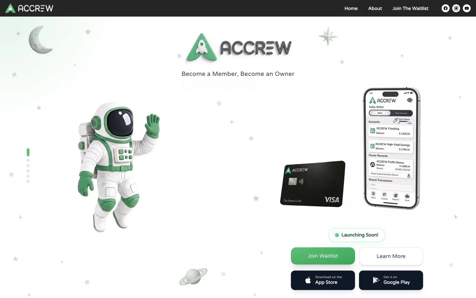 Fintech Marketing Site & Rewards Calculator — Home screen